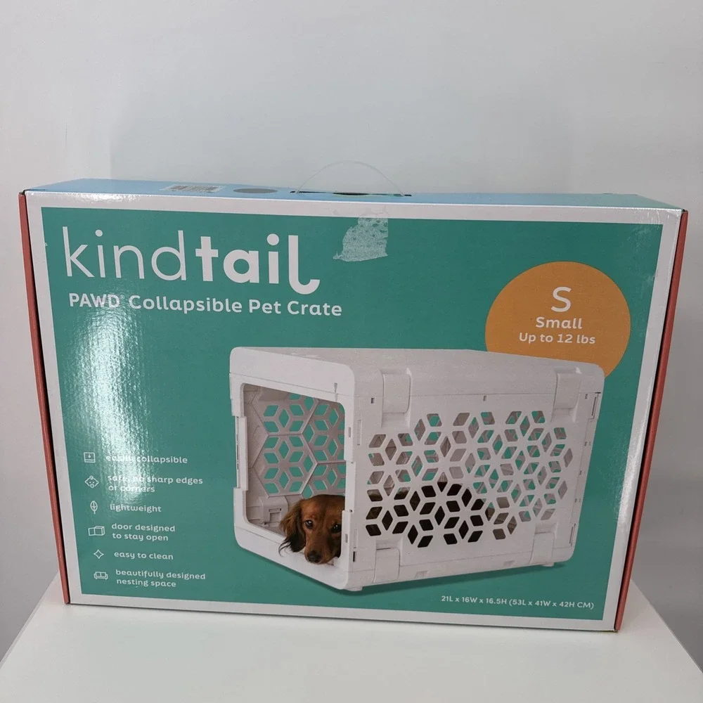 KindTail PAWD Cat and Dog Crate - S - Gray NEW Up To 12 Lbs With 2 Paws Pads